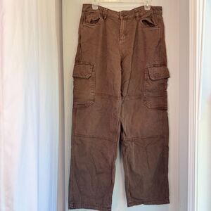 Garage Women's Size 9 Brown Cargo Pants 100% Cotton Y2K Streetwear Faded